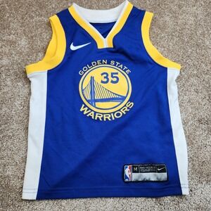Nike Golden State Warriors Kevin Durant 35 Jersey Kids Medium Blue Yellow NBA